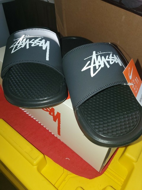 New Nike X Stussy Benassi Slides Black Off Noir CW2787-001 Sz 11 !!! Ship Fast | eBay