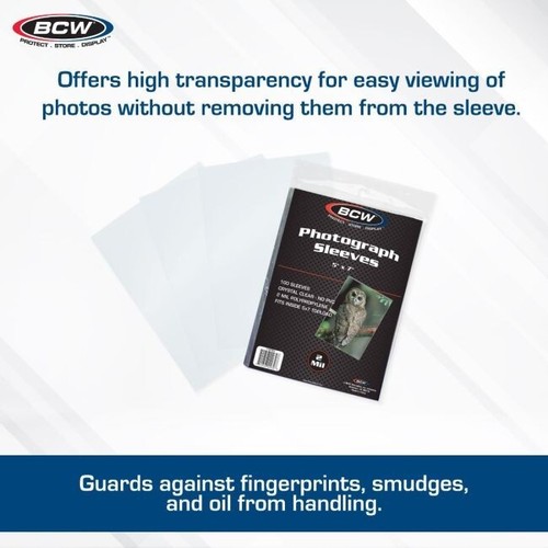 (100) BCW 5x7 Photo Sleeves Crystal Clear Poly Soft 2 Mil Archival Protection - Picture 4 of 7