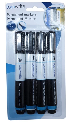 Permanent Marker Black - Set of 4 Pack Markers for Chart, Writing, Boxes