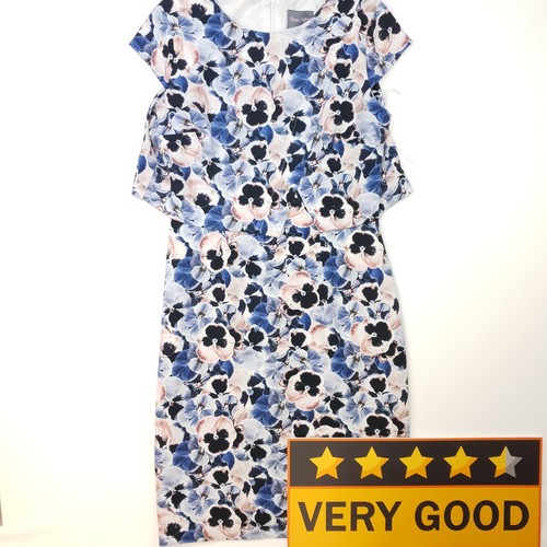 Phase Eight Bodycon Dress UK 10 Floral Blue Sheath Wedding Cocktail Sleeveless - Picture 2 of 12
