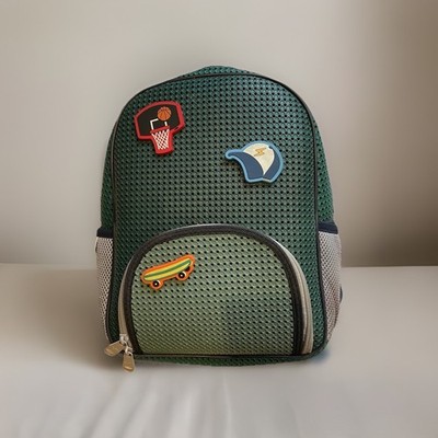 Kids Backpack Briefcase Perforated Material With Charms Light Plus Nine Green