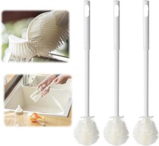Folded Soft Bristle 360  Silicone Cup Brush Water Bottle Cleaner with Long H...