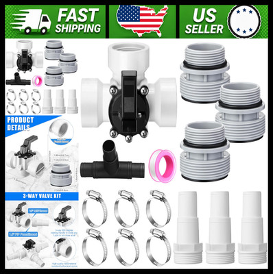 Pool Diverter Valve Hose Adapter with Clamps for 1 1/4'' or 1 1/2'' Ports
