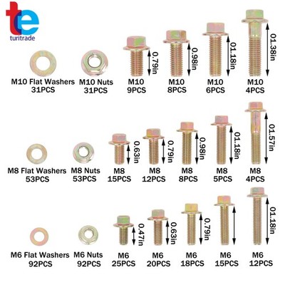 521 x M6 M8 M10 Flange Bolts Assortment Kit 8.8 Grade Alloy Steel for Industrial