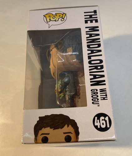 Mandalorian Holding Grogu Funko Pop #461 Din Djarin Unmasked w Child Bobblehead - Picture 2 of 6