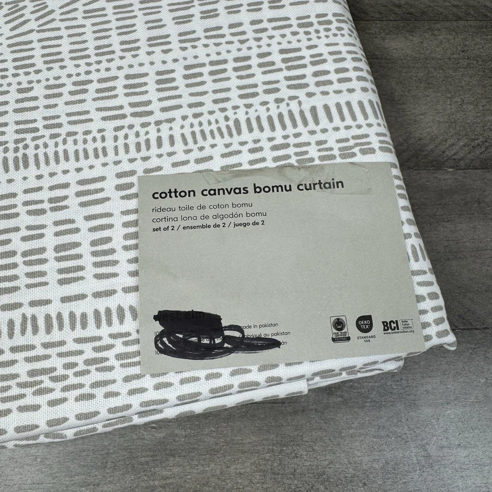 West Elm Cotton Canvas Bomu Curtain Drape 48”x108” Unlined Stone Gray OB - Image 2 of 4
