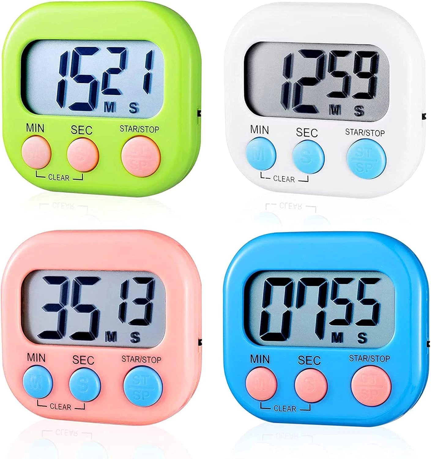 4Pieces Digital Kitchen Timer,Cooking Timer,Countdown Timer Big Digits,Loud Alar