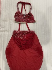 Red Custom Made Lyrical Dance Costume With Stones Girls Size 10