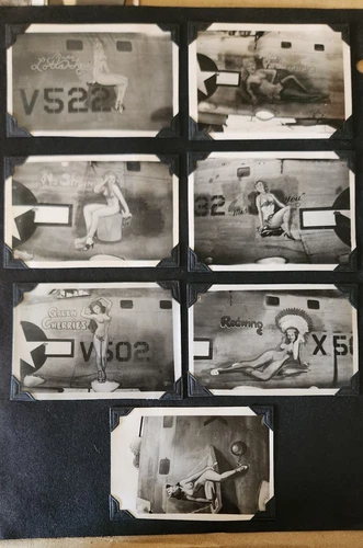 7 WW2 ORIGINAL US MILITARY WAR FIGHTER BOMBER AIRPLANE NOSE ART PHOTO