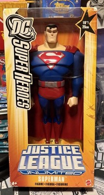 NEW DC SUPERMAN JUSTICE LEAGUE UNLIMITED FIGURE 10'' SILVER LOGO & BELT 2005! b87