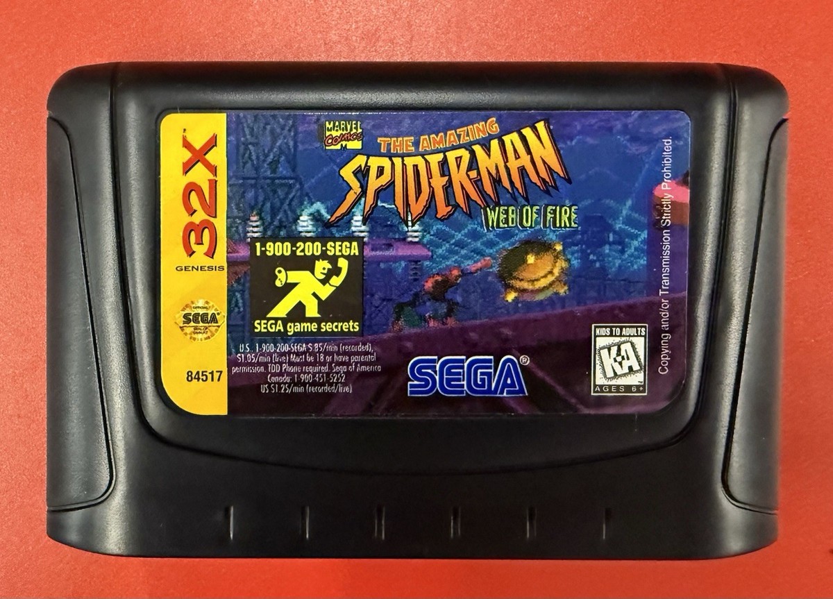Sega 32x Spider-Man Web Of fire Super Clean, CIB, Registration