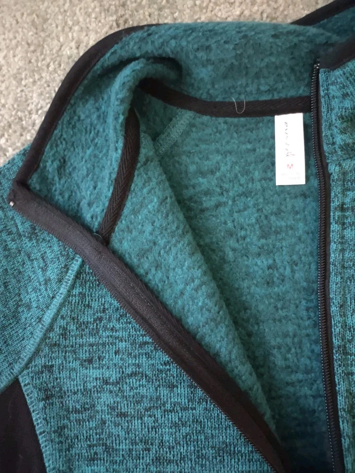 Misses Green Black Heather Exertek  1/4 Zip Fleece Top, Poly Knit, Med, New - Image 3 of 4