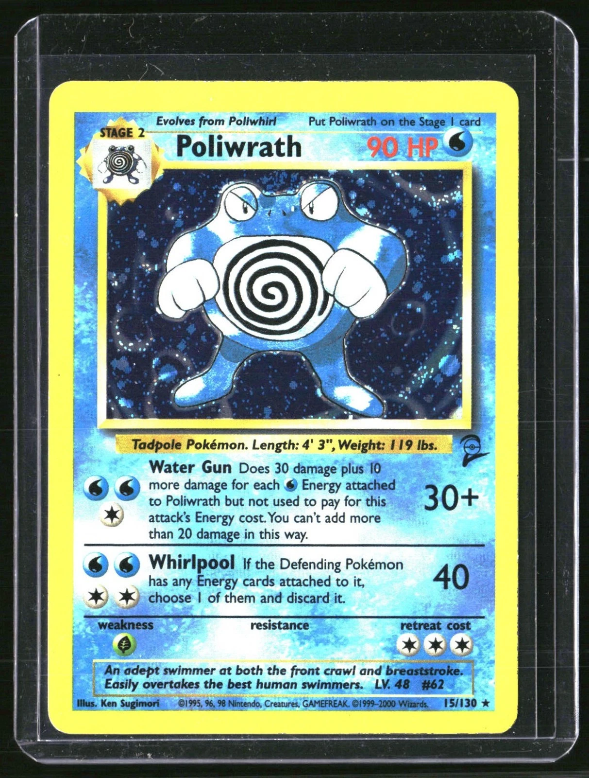 2000 Pokémon Base Set 2 Poliwrath Rare Holo 15/130