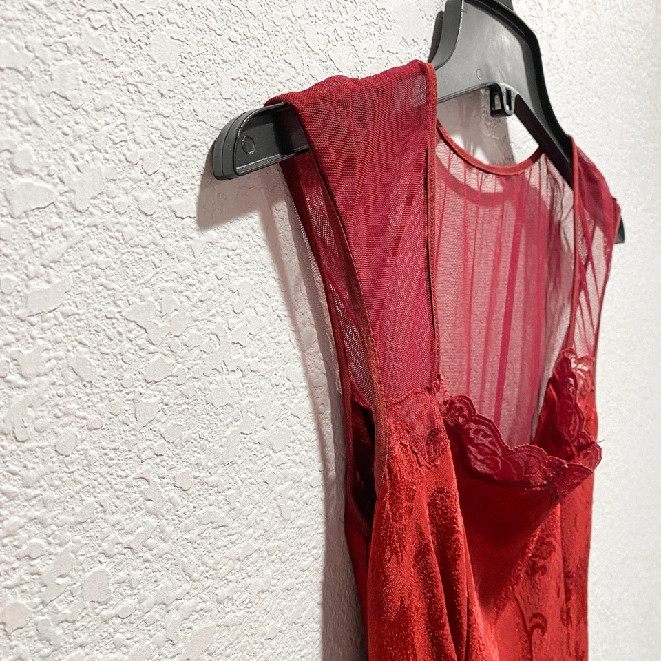 VIntage Victoria's Secret Gold Label Maxi Slip dress Burgundy Nightgown Chemise - Image 4 of 4