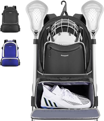Extra Large Lacrosse Backpack with 2 Stick Holders, X-Large, Black 
