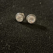 Handmade Sterling silver Crystal Diamond Cut studded earrings Beautiful    