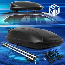 120cm Adjustable Roof Rack Aluminum Cross Bar+Cargo Box Carrier Black w/Lock+Key