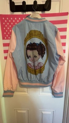 Melanie Martinez Cry Baby Satin Bomber Jacket Blue Pink Zip Embroidered Size M