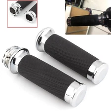 Hand Grips 1" Motorcycle Handlebar Grips Cable Throttle Fit for Harley Dyna NEW