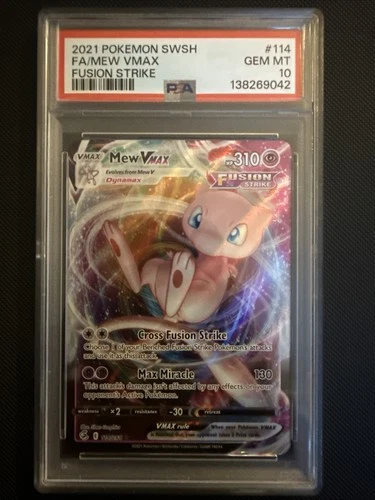 2021 POKEMON SWORD & SHIELD FUSION STRIKE #114 FULL ART/MEW VMAX PSA 10