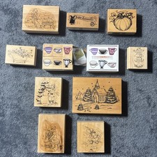 Lot of 11 2004 Stampin Up And Other Brands of Rubber Stamps Holiday And Random