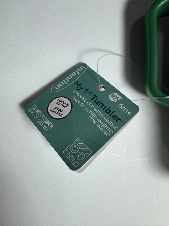 Infantino My First Vaso Nuevo con Etiquetas Verde Muñeco de Nieve Taza Silicona Paja Entrenamiento Taza Foto 4 de 4