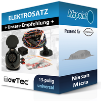 Towtec E-Satz 13Polig Universell Passend für Nissan Micra FP Incl. Manual