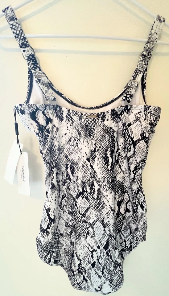 Traje de baño de una pieza Calvin Klein para mujer talla 8 gris estampado Bran nuevo Foto 3 de 4