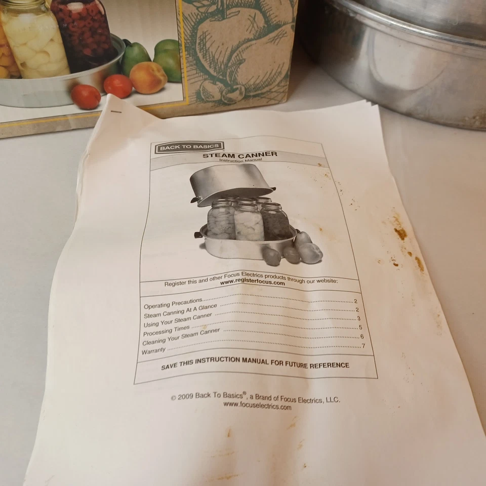 Back To Basics 7 Quart Aluminum Steam Canner Canning With Manual - Image 2 of 4