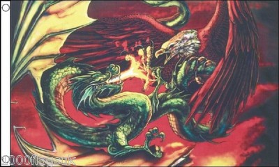 Drache und Adler Mythologie Polyester 5 Fuß x 3 Fuß Flagge