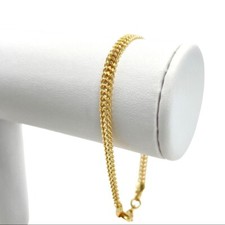 18k Gold Filled 4mm Flat Mat Chain, Double Curb LinkChain Bracelet