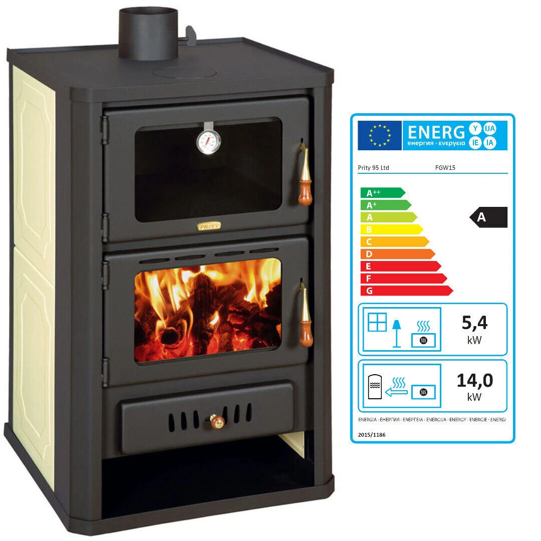 Wood Burning Cooking Stove with Boiler Oven 14+5.4 kw Prity FGW15 | eBay