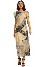 RIXO LONDON Silk Reese Midi Dress Animal Print Size 8 AU RRP 549 Party