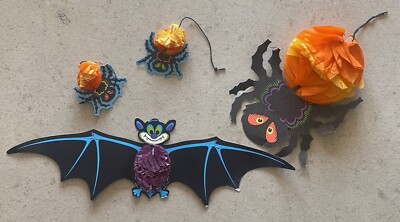 Vintage Beistle Glow-in-Dark Die-Cut Hanging Halloween Decorations