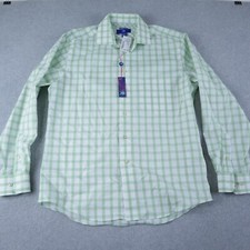 Egara Shirt Mens Large 16-16.5 Non-Iron Pocket Button Up Plaid Long Sleeve NWT