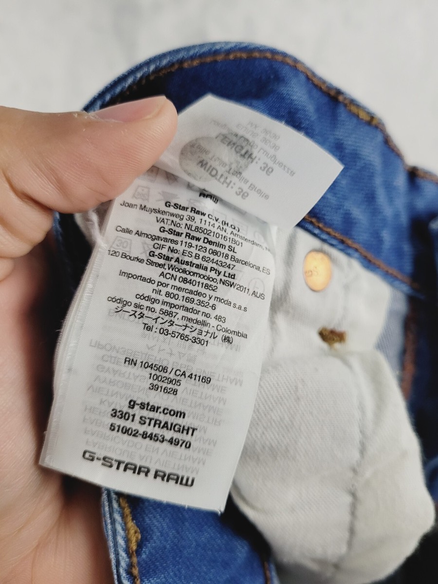 G Star Raw Jeans Men Size 36x36 (36x33) 3301 Straight Fit Light