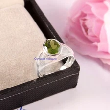 Natural Peridot Gemstone with 925 Sterling Silver Ring For Men's  #222