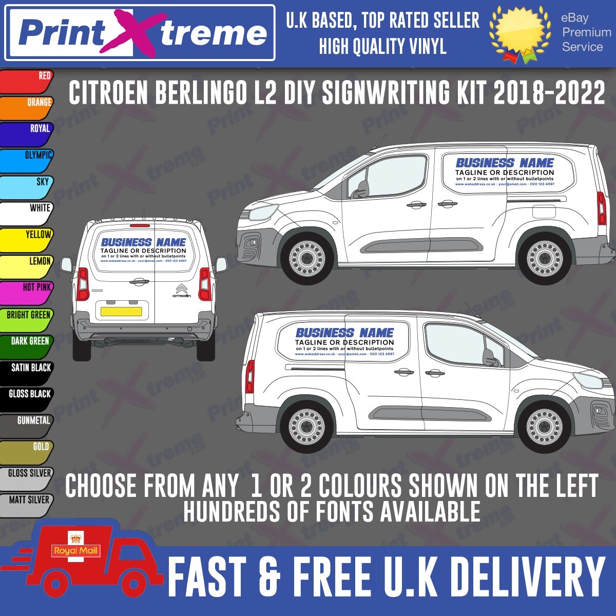 van sign kit to fit CITROEN BERLINGO L2 2018-2022 DIY signage signwriting  vinyl