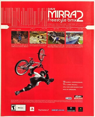 Vintage Print Ad Dave Mirra 2 Freestyle BMX PS2 Xbox Original Promo Poster Art