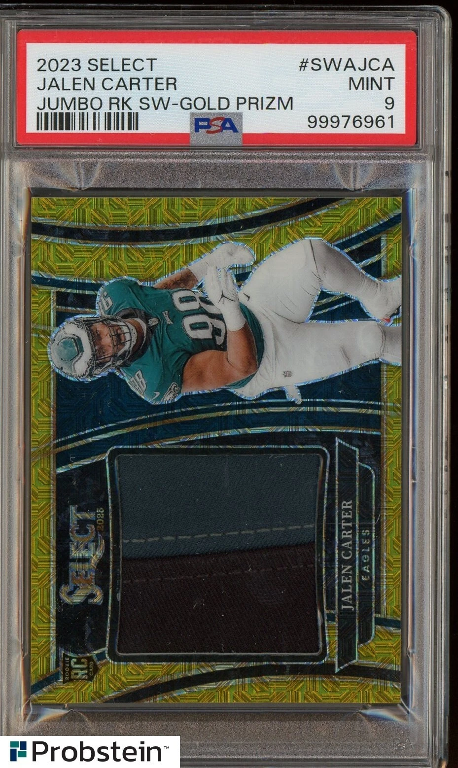 Jalen Carter Panini Select Jumbo Rookie Swatches #SWAJCA Gold