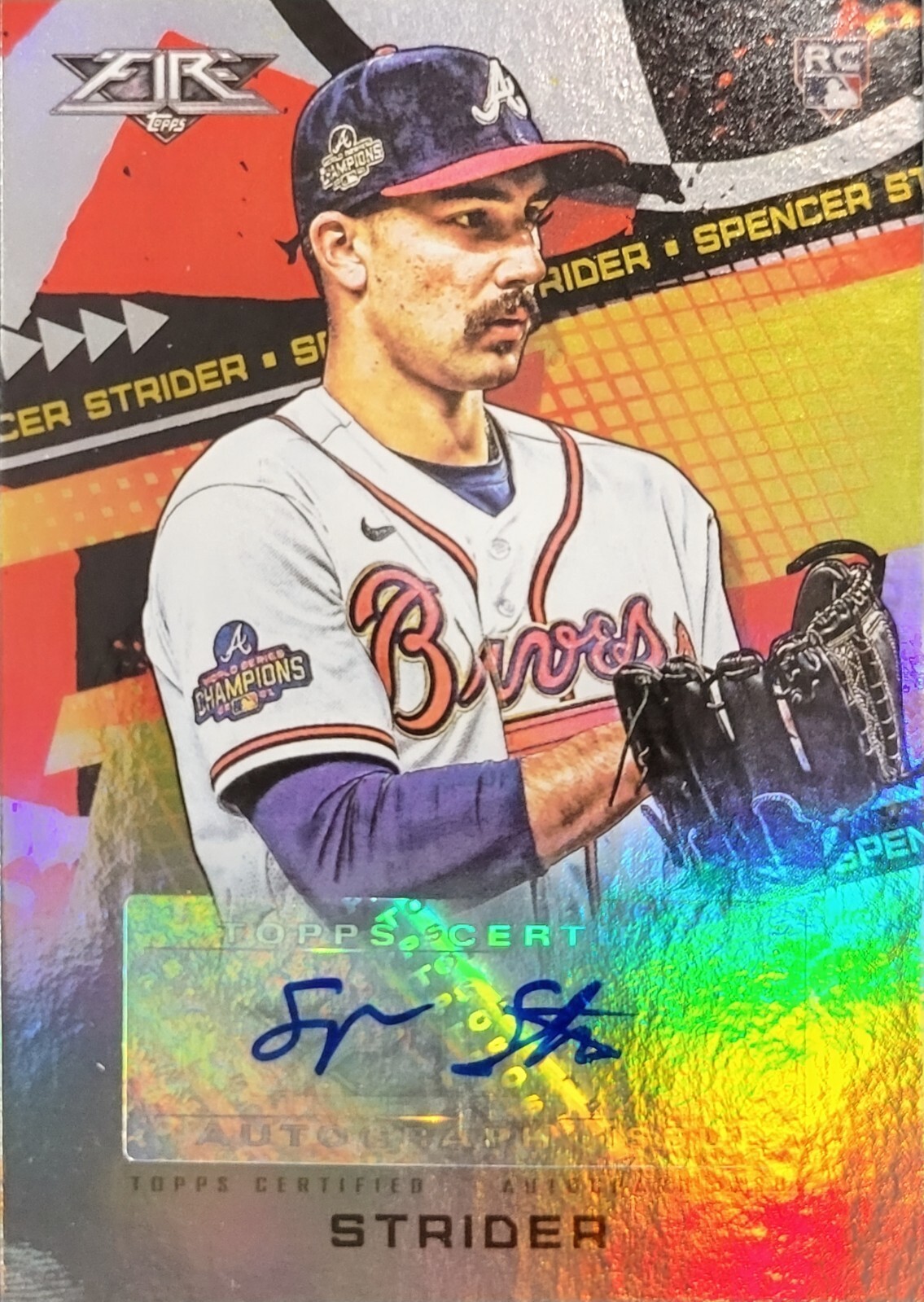 2022 Topps Fire SPENCER STRIDER Rookie Autograph Auto RC #FA-SS - Atlanta Braves