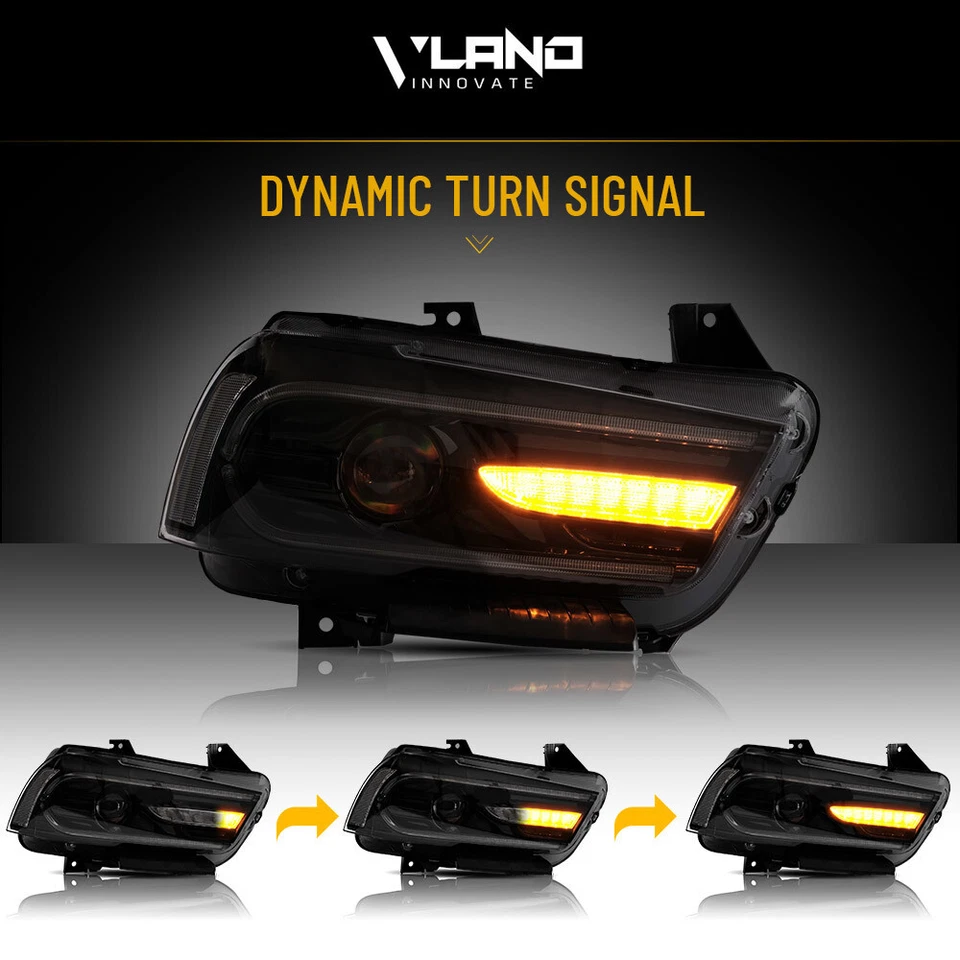 RGB Version For Dodge Charger 2011-2014 Vland LED Headlights With Sequential - Image 4 of 4