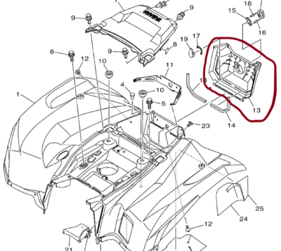 YAMAHA GRIZZLY 700 REAR STORAGE TRUNK DOOR, COMPARTMENT COVER 2UD