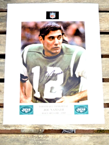 Joe Namath Signed Photo in 11X14 HOF Frame,W/ Holog Numbered COA..