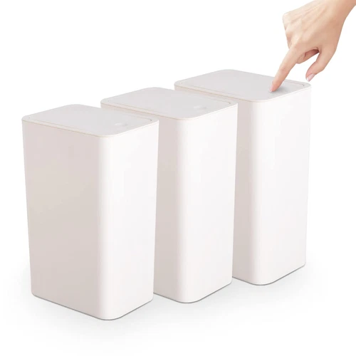 Set de 3 Botes de Basura para Baño con Tapa, 10L/2.6 Gal, Compactos y Prácticos