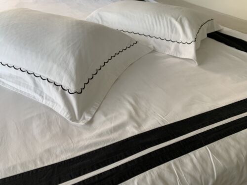 Kate Spade schwarz weiß König Bettbezug flaches Laken 2 Kissenbezüge 100 % Baumwolle - Bild 1 von 11