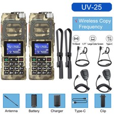 2X BF UV25 WALKIE TALKIE LONG RANGE TRI-POWER TWO WAY RADIO 48CM ANT HAND MIC US
