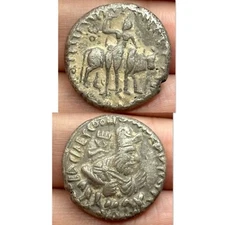 Wonderful Ancient Kushan Empire silver Coin Vima Kadphises. Circa AD113-127