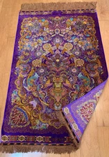 Silk rug carpet handmade W sign Qomm Ghomm/KPSI 700- Please read the description