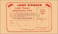 LONE RANGER JUNIOR DEPUTY IDENTIFICATION CARD - VINTAGE REPRINT